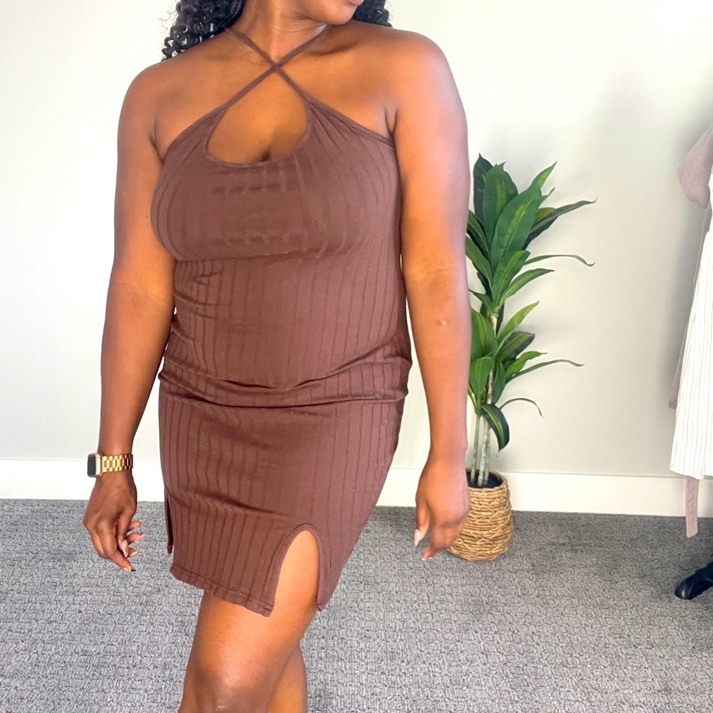 Brown strapped dress